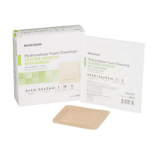 McKesson McKesson Foam Dressing 4 X 4 Inch With Border Film Backing Silicone Gel 4843 First Aid Lavender