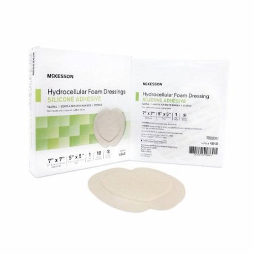 McKesson McKesson Foam Dressing 7 X 7 Inch With Border Film Backing Silicone Gel 4845 First Aid White Smoke