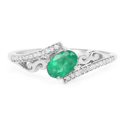 Bids.com 0.51 Carat Genuine Zambian Emerald and White Diamond 14K White Gold Ring Rings White Smoke size 7.00,size 5.00,size 6.00,size 8.00,size 9.00