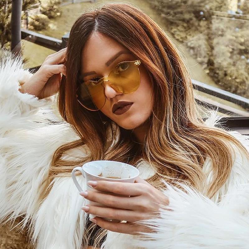 zeroUV Rimless Monoblock Cut PC Color Lens Rimless Sunglasses A368 Sunglasses Lavender Yellow,Purple,Green,Pink,Red,Clear,Smoke