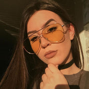zeroUV Retro Color Tone Color Flat Lens Aviator Sunglasses A967 Sunglasses Black Silver Yellow,Silver Red,Gold Orange,Gold Pink,Gold Blue,Gold Purple