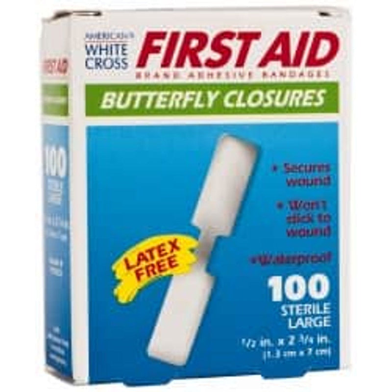 Medique Medique First Aid Bandages - Butterfly Large Bandages - Polyester - BX Of 100 Medical Tape & Bandages Dark Cyan
