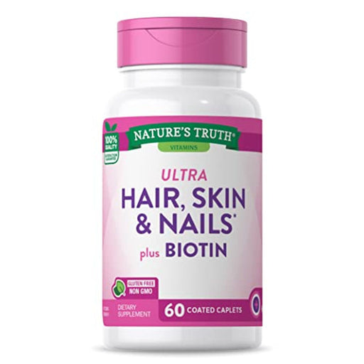 Nature's Truth Nature's Truth Ultra Hair, Skin & Nails Plus Biotin, 60 Coated Caplets Nails White Smoke