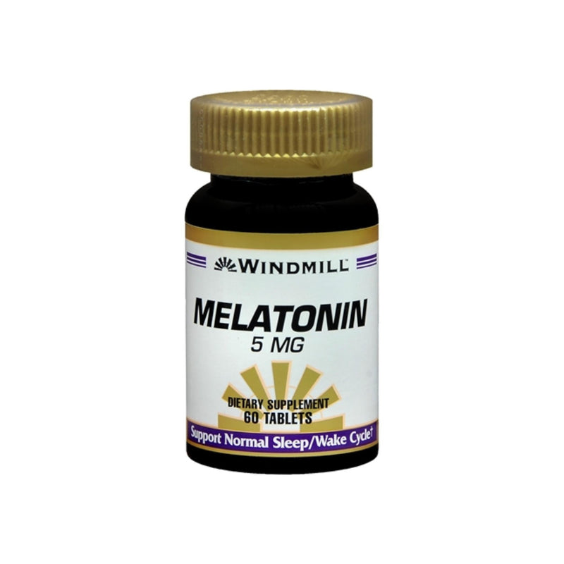 Windmill Melatonin 5 Mg Tablets 60Ct Vitamins & Supplements Black