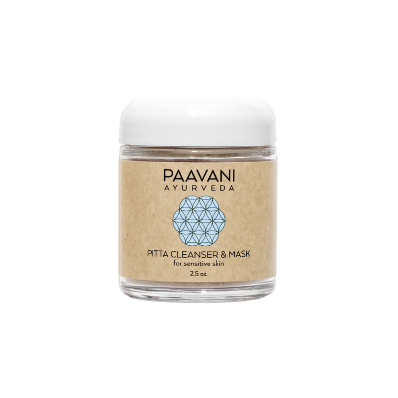 Paavani Ayurveda Pitta Cleanser & Mask | Ayurvedic Cleansing Grains for Sensitive, Inflamed Skin simple Tan 4 oz / Glass Jar,4 oz / Compostable Refill