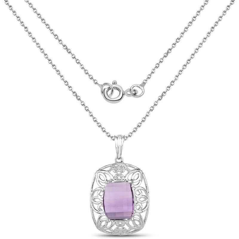 Bids.com 7.30 Carat Genuine Amethyst .925 Sterling Silver Pendant Pendants White Smoke