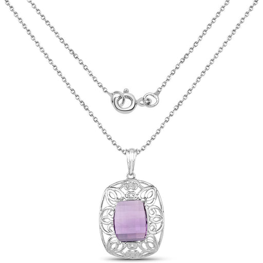 Bids.com 7.30 Carat Genuine Amethyst .925 Sterling Silver Pendant Pendants White Smoke