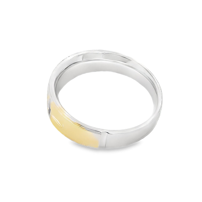 Bids.com .02ct Mens Ring Wedding Band Sterling Silver 14KT Gold Bracelets White Smoke 10.0
