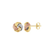 Bids.com Love Knot Post Earrings in 14k Tri Color Gold Earrings White Smoke Tri-Color Gold