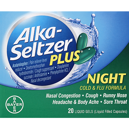 Alka-Seltzer Alka-Seltzer Plus Night Cold & Flu Formula Liquid Gels Health & Beauty Sea Green