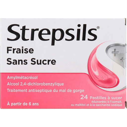Strepsils Strepsils Strawberry Sugar-Free Lozenges Sore Throat Relief Pack of 24 Sore Throat Lozenges Thistle