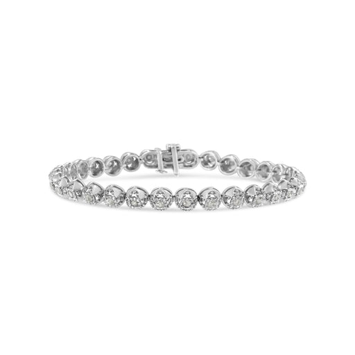 Bids.com .925 Sterling Silver 1.0 Cttw Diamond Miracle-Plate Open Quatrefoil Flower Circle-Link 7" Tennis Bracelet (I-J color, I3 clarity) Bracelets White Smoke White.Sterling Silver / 7