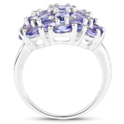 Bids.com 7.08 Carat Genuine Tanzanite .925 Sterling Silver Ring Rings White Smoke size 7.00,size 5.00,size 6.00,size 8.00,size 9.00