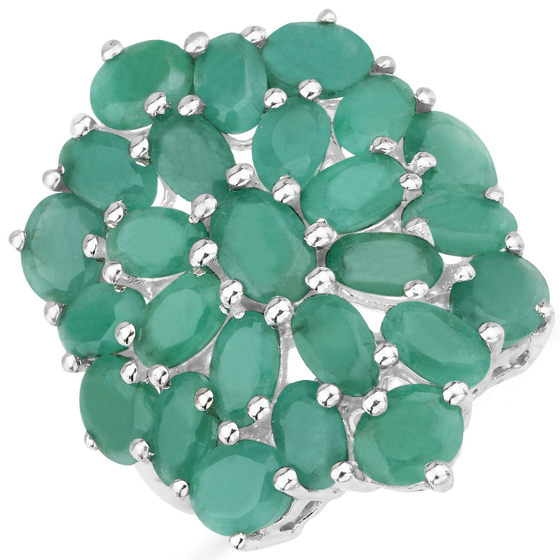 Bids.com 5.88 Carat Genuine Emerald .925 Sterling Silver Ring Rings White Smoke size 5.00,size 6.00,size 7.00,size 8.00,size 9.00