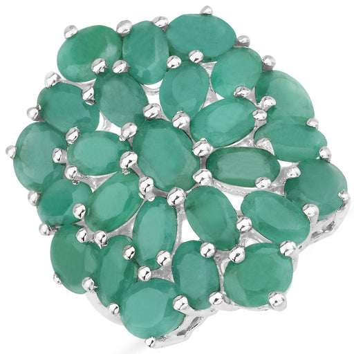 Bids.com 5.88 Carat Genuine Emerald .925 Sterling Silver Ring Rings White Smoke size 5.00,size 6.00,size 7.00,size 8.00,size 9.00