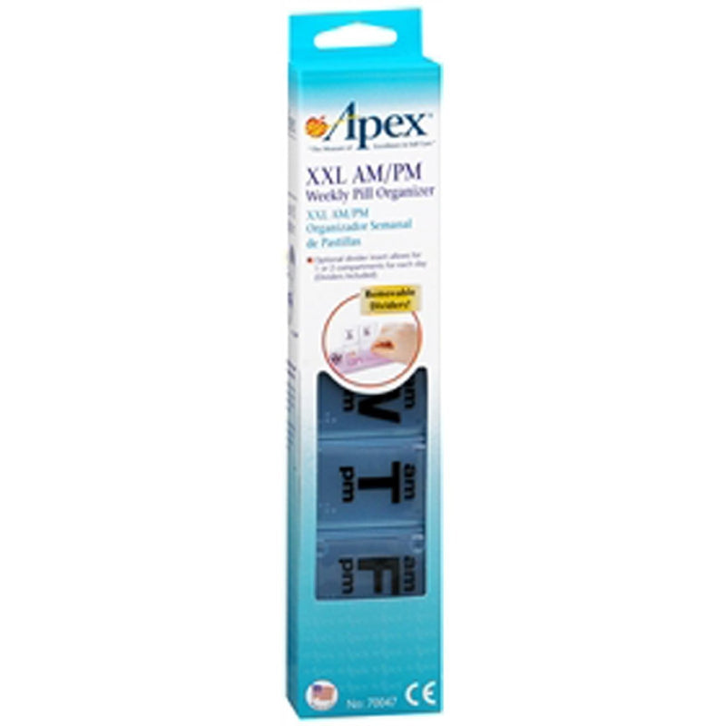 Apex Apex 7-Day AM/PM Pill Organizer, XX-Large (XXL) - Massive Capacity Weekly Planner Health Care White Smoke