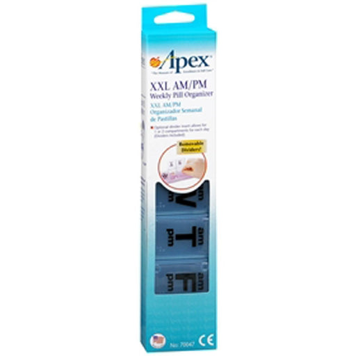 Apex Apex 7-Day AM/PM Pill Organizer, XX-Large (XXL) - Massive Capacity Weekly Planner Health Care White Smoke