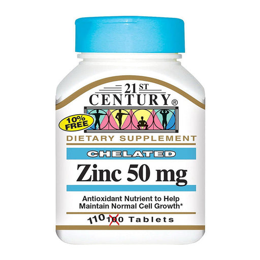 21st Century 21st Century Chelated Zinc 50 mg – Immune Support (110 Tablets) Vitamins & Supplements White Smoke