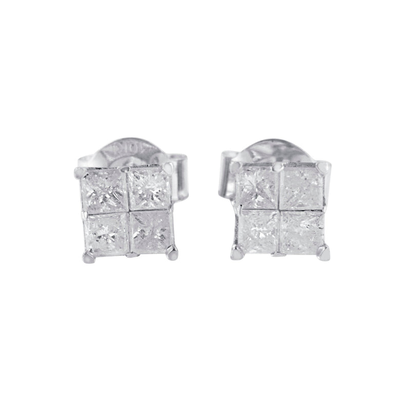 Bids.com 10k White Gold Diamond Stud Earrings (0.60 cttw, I-J Color, I2-I3 Clarity) Earrings White Smoke White.Gold / 0.6