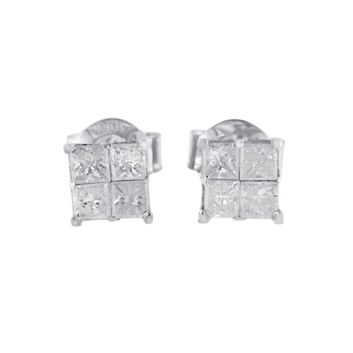 Bids.com 10k White Gold Diamond Stud Earrings (0.60 cttw, I-J Color, I2-I3 Clarity) Earrings White Smoke White.Gold / 0.6
