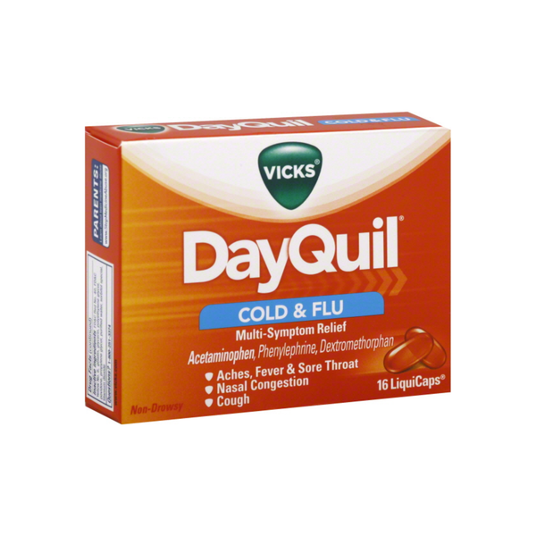 Vicks Vicks Dayquil Cold And Flu Multi-Symptom Relief Liquicaps Medicine & Drugs Firebrick
