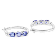 Bids.com 1.99 Carat Genuine Tanzanite and White Diamond .925 Sterling Silver Earrings Earrings White Smoke
