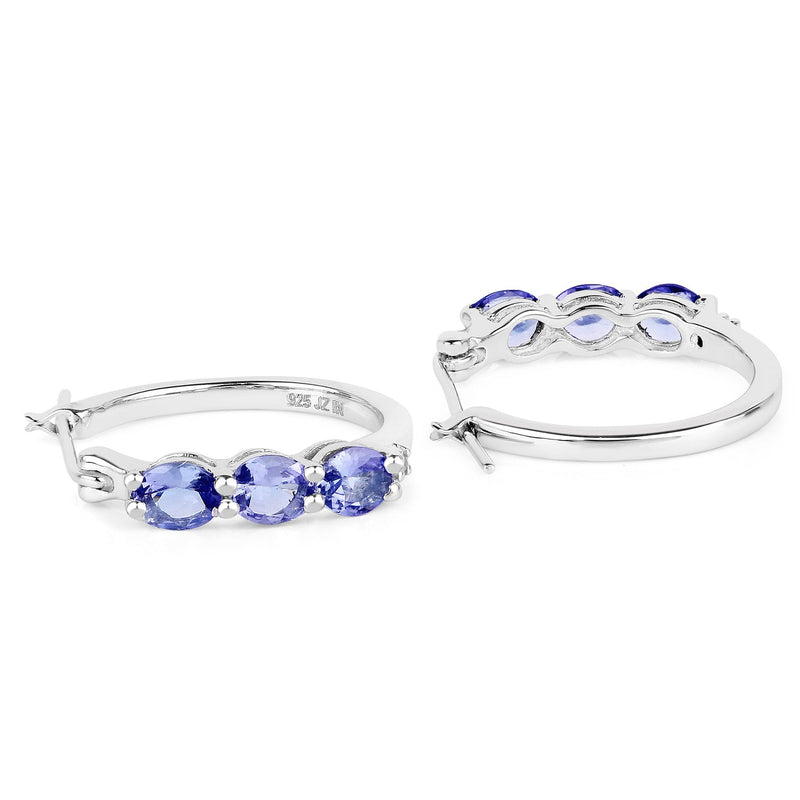 Bids.com 1.99 Carat Genuine Tanzanite and White Diamond .925 Sterling Silver Earrings Earrings White Smoke