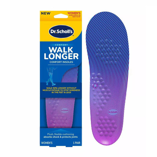 Dr. Scholl's Dr. Scholl's  Womens 6-11  Walk Longer Comfort Insoles 1 Pair Health & Beauty White Smoke