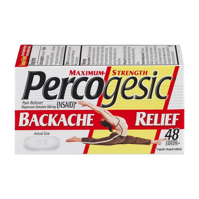 Percogesic Percogesic Backache Relief Pain Reliever, Maximum Strength, 48 Tablets Vitamins & Supplements Gray