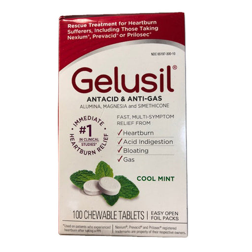 Gelusil Gelusil Antacid & Anti Gas Chewable Tablets Cool Mint Health & Beauty Light Gray