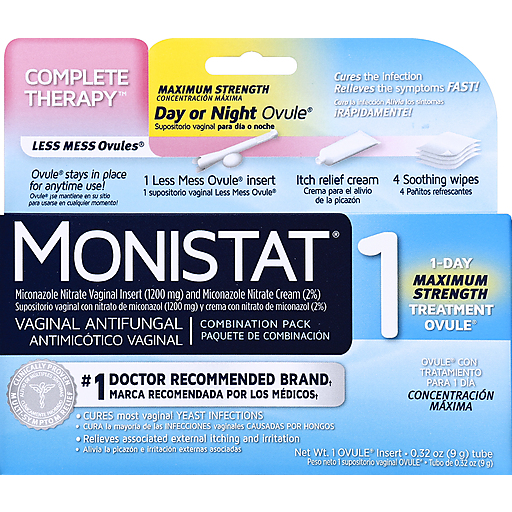 Monistat Monistat 1 Complete Therapy Vaginal Antifungal 1-Day Maximum Strength Treatment Ovule Combination Pack Health & Beauty Lavender