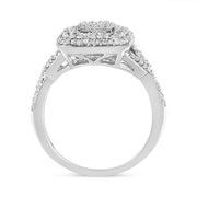 Bids.com .925 Sterling Silver 1/2 Cttw Round-Cut Diamond Cluster Cushion Ring (I-J , I1-I2) - Size 7 Rings White Smoke 7 / White.Sterling Silver,9 / White.Sterling Silver,8 / White.Sterling Silver,6 / White.Sterling Silver,5 / White.Sterling Silver,10 / White.Sterling Silver