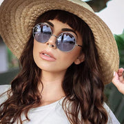 zeroUV Retro Hippie Mid Sized Round Color Lens Sunglasses 9814 Sunglasses Black Silver Blue,Silver Yellow,Silver Red,Silver Purple,Silver Orange,Silver Green