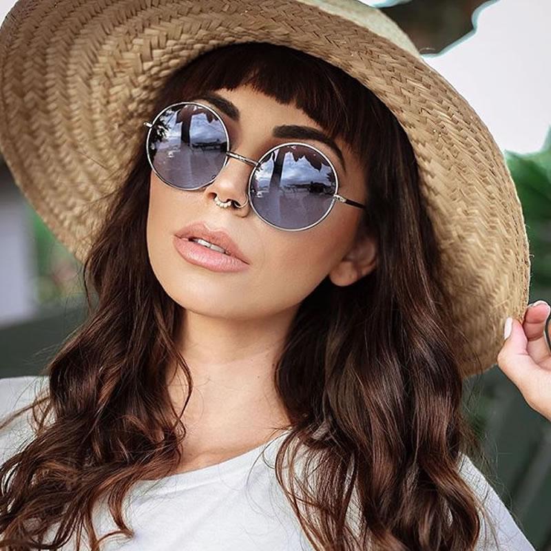 zeroUV Retro Hippie Mid Sized Round Color Lens Sunglasses 9814 Sunglasses Black Silver Blue,Silver Yellow,Silver Red,Silver Purple,Silver Orange,Silver Green