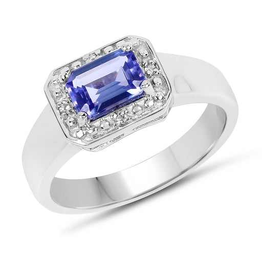 Bids.com 1.12 Carat Genuine Tanzanite and White Topaz .925 Sterling Silver Ring Rings White Smoke size 6.00,size 7.00,size 8.00,size 9.00