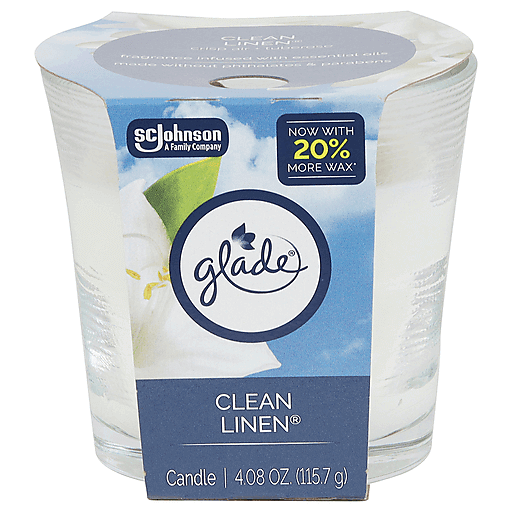 Glade Glade Candle, Clean Linen Candles White Smoke