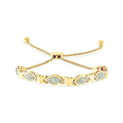 Bids.com 14K Yellow Gold Plated .925 Sterling Silver Diamond Accent Alternating Marquise Shape and Heart Links Bolo Bracelet (I-J Color, I3 Clarity) - Adjustable 6" to 9" Bracelets White Smoke White.Sterling Silver / 7