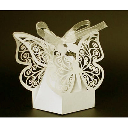 0 Ivory Butterfly Wedding Bomboniere Box Black