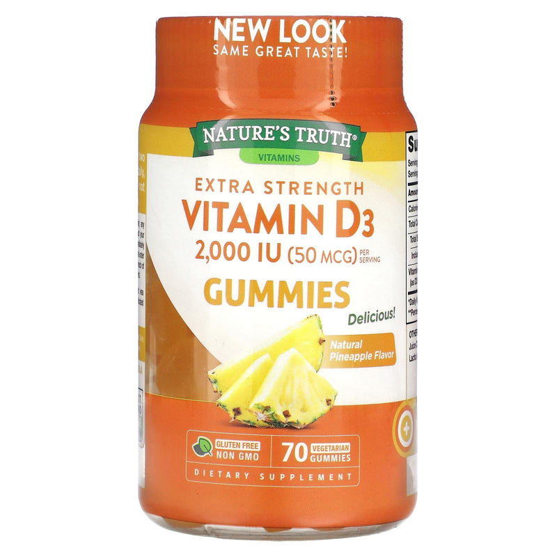 Nature's Truth Nature's Truth Vitamin D3, Extra Strength, 50 Mcg, Vegetarian Gummies, Natural Pineapple Flavor Vitamins & Supplements Seashell