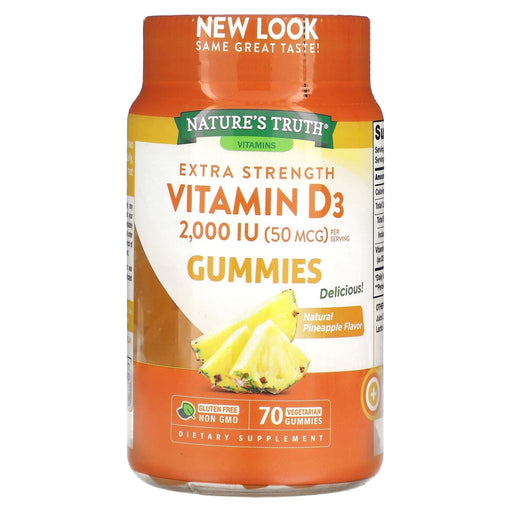 Nature's Truth Nature's Truth Vitamin D3, Extra Strength, 50 Mcg, Vegetarian Gummies, Natural Pineapple Flavor Vitamins & Supplements Seashell