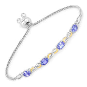 Bids.com 1.81 Carat Genuine Tanzanite and White Topaz .925 Sterling Silver Bracelet Bracelets White Smoke size 10.00