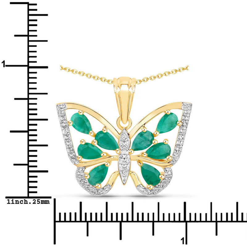 Bids.com 1.91 Carat Genuine Emerald and White Zircon .925 Sterling Silver Pendant Pendants White Smoke