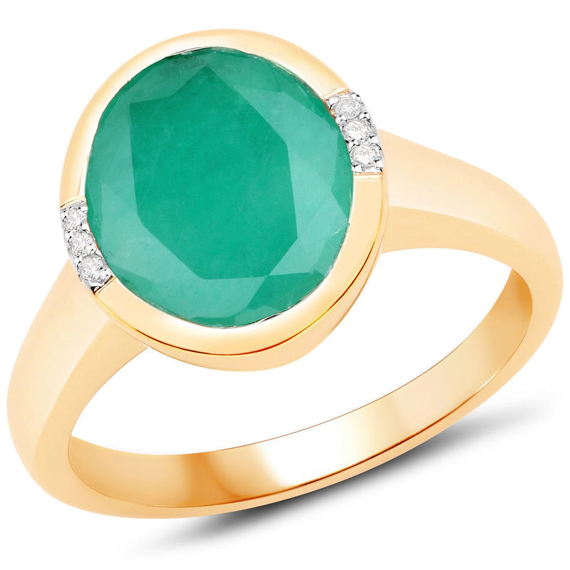 Bids.com 3.22 Carat Genuine Emerald and White Diamond 14K Yellow Gold Ring Rings White Smoke size 6.00,size 7.00,size 8.00,size 9.00,size 5.00