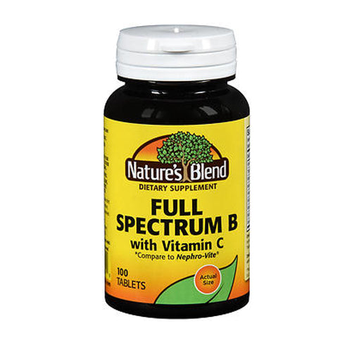 Nature's Blend Nature's Blend Full Spectrum B With Vitamin C Tablets 100 Vitamins & Supplements Black