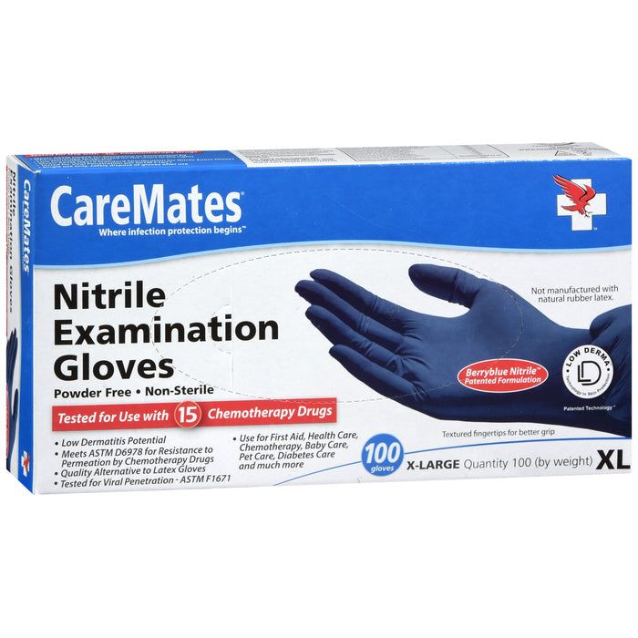 Caremates CareMates Nitrile Exam Gloves, Berry Blue, X-Large, 100 Count – Latex-Free & Powder-Free Disposable Gloves White Smoke