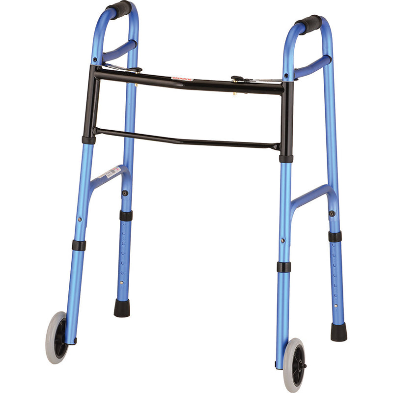 Nova Nova Blue Folding Walker With 5″ Wheels Walkers White Smoke