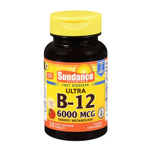 Sundance Vitamins Sundance Vitamins Vitamin B12 6000 Mcg Tablets Vitamins & Supplements Black