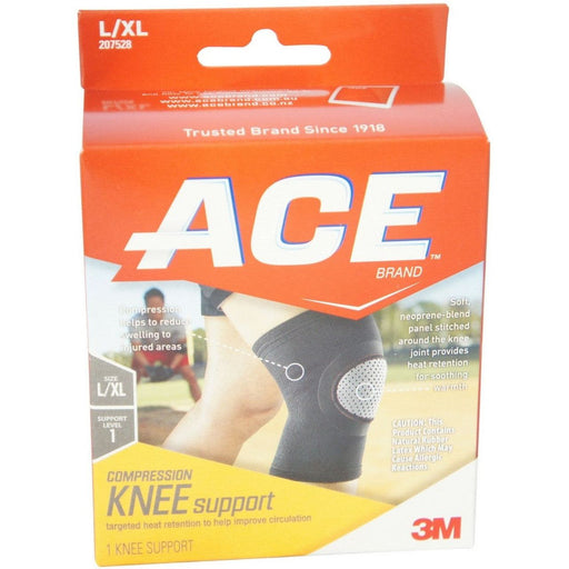 ACE Ace Knee Compression Support L/XL First Aid White Smoke