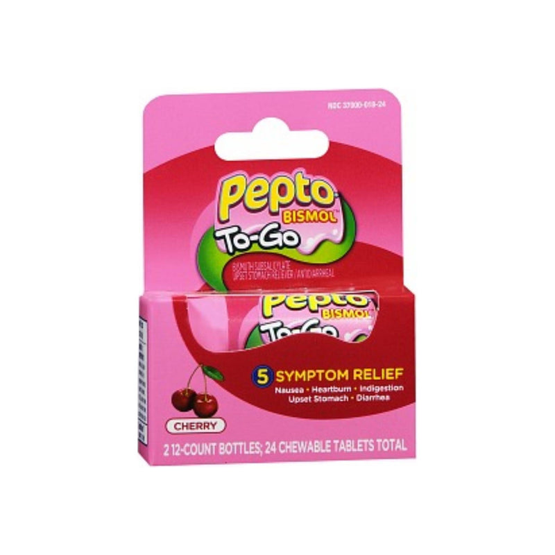 Pepto Bismol Pepto Bismol Cherry Upset Stomach  Reliever/ Antidiarrheal 24 Chewable Tablets Health & Beauty White Smoke