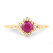 Bids.com 0.59 Carat Genuine Ruby and White Diamond 14K Yellow Gold Ring Rings White Smoke size 5.00,size 6.00,size 7.00,size 8.00,size 9.00